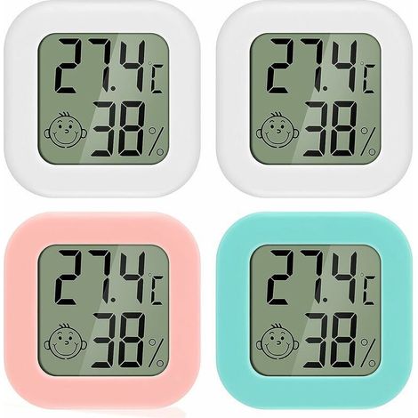 Mini LCD Digital Indoor Thermometer Hygrometer, Thermo Hygrometer with Level Indicator, 4 Pieces (1/5)