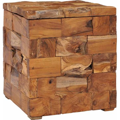 Tabouret avec espace de rangement, en teck massif