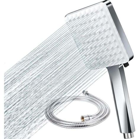 Pommeau Douche,avec 1.5 M Tuyau de Douche Flexible,Douchette Pommeau Douche Anti Calcaire Accessoires Universels 6 Modes Haute Pression Economie d'eau pour Le Bain et Le Spa