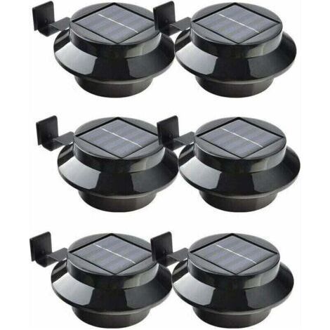 Set mit 6 solarbetriebenen LED-Leuchten für Dachrinnen, Zäune, Dächer, Gärten, Höfe und Wände, schwarz (1/5)