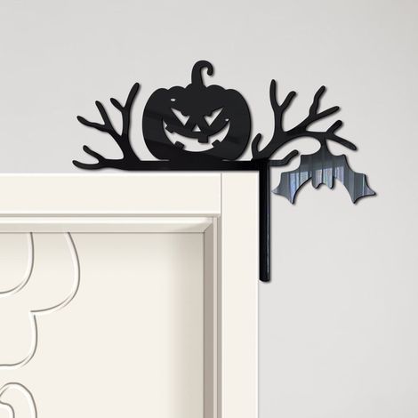 Ornement De Cadre De Porte Halloween - Décoration En Acrylique 3D Pour Porte Et Fenêtre - Fantôme Chauve-Souris Citrouille - Lot De 1 (1/5)