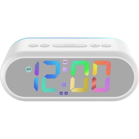 Réveil numérique LED coloré avec 2 alarmes, veilleuse colorée et fonction snooze.