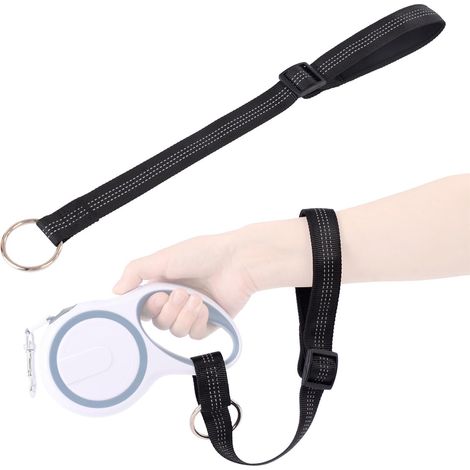 Anneau en D Laisse Chien de Sécurité Réglable Sangle pour Chien Poignet pour Laisses Rétractables et Standard Noir (1/5)
