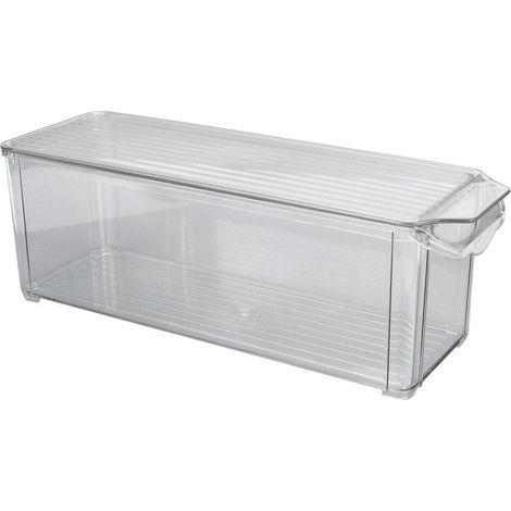 Bac de Rangement Haut et Étroit avec Couvercle - Grande Capacité Transparent Plastique Alimentaire Durable pour Garde-Manger (1/5)