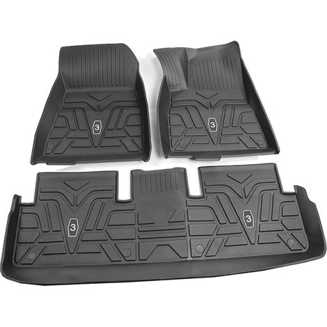 Suitable for Tesla Model 3/Y single-layer left-hand drive floor mats, all-weather TPE car modification dustproof mats - TPE - Model 3 dedicated left-hand drive - TPE floor mats (1/4)