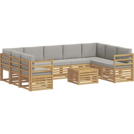 Sofa Sets 10 pcs White and Light Grey 59 x 59 x 37 cm Polyester vidaXL (1/5)