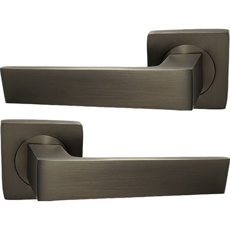 Manija de la puerta en las rosas cuadradas en  aluminio " ELODIE " Color  bronce  Sin rosetas de función