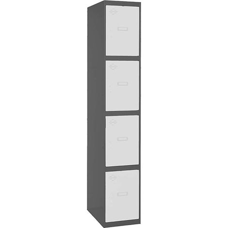 SimonRack Vestiaire Métallique 4 Porte, 1800x400x500 mm, Serrure à Clé et Aérations, Anthracite/Blanc Simonlocker (1/2)