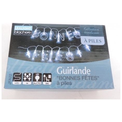 Guirlande lumineuse LED avec 'BONNES FETES' à piles longueur 0.8m BLACHERE JFA22 (1/2)