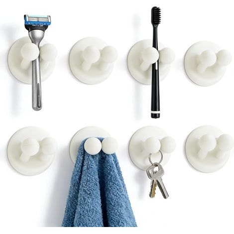 Porte Brosse à Dents Mural Ventouse 8 Pcs Porte-Brosse à Dents étanche Supports de Brosse à Dents en Silicone Multifonction pour Rasoir Auto adhésif Mural pour Suspendre Salle de Bain Cuisine (1/5)