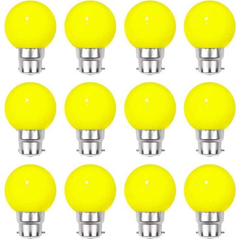 Lot de 12 ampoules Led Jaunes B22 Incassables - Guirlandes guinguette - Culot baïonnette