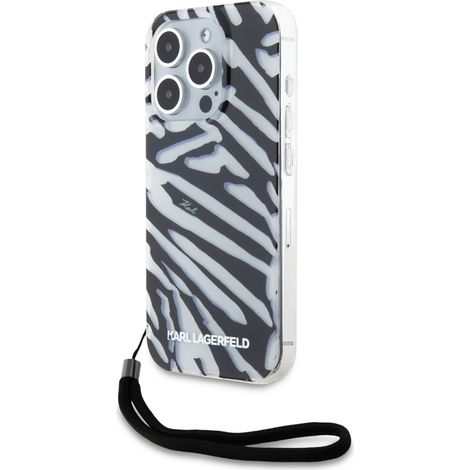 Custodia per iPhone 15 Pro Karl Lagerfeld IML con motivo zebrato, nera (1/5)
