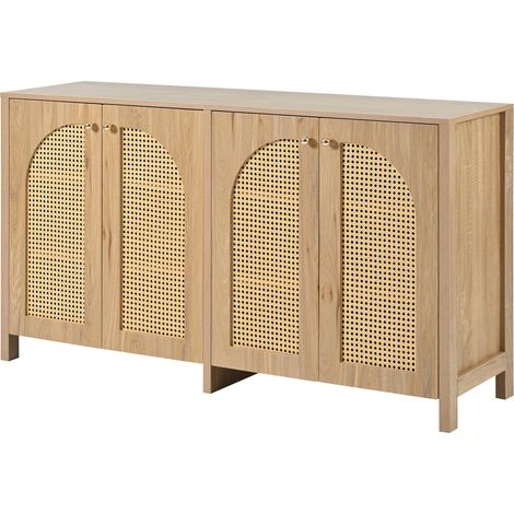 Aparador de 4 puertas de ratán sintético con estante ajustable 145x80x40 cm HOMVRA (1/5)