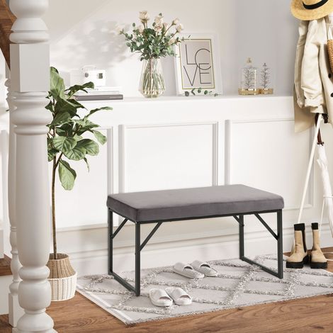 Banc rembourré MEUBLIV 100x35x47 cm gris foncé – assise d'appoint confortable, montage requis (1/5)