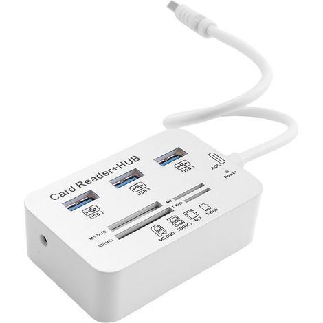 Hub USB 3.0, répartiteur USB à 3 ports, extension multi-USB, lecteur de carte SD, expandeur USB 3.0 pour PC (1/5)