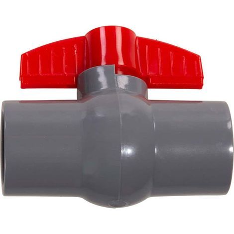 Robinet à boisseau sphérique adhésif pour tuyau d'alimentation en eau en PVC, 20 mm, 25 mm, 32 mm, 40 mm, 50 mm, rouge gris (20 mm) (1/4)