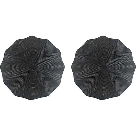 Lot de 2 sets de table de cuisine résistants, luxueux, à volants, noirs, parfaits pour les dîners et le quotidien. (1/5)