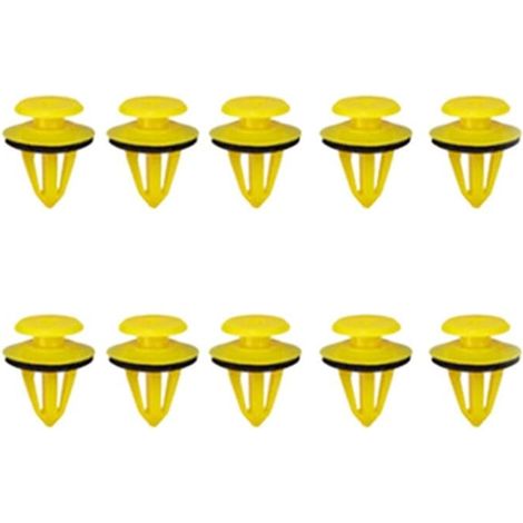 (Lot de 10) Clips de fixation automobile – Clips pour panneaux de porte en plastique, fixations pour garde-boue et boucliers de pare-chocs, clips pour habillage intérieur – Accessoires auto (Jaune)