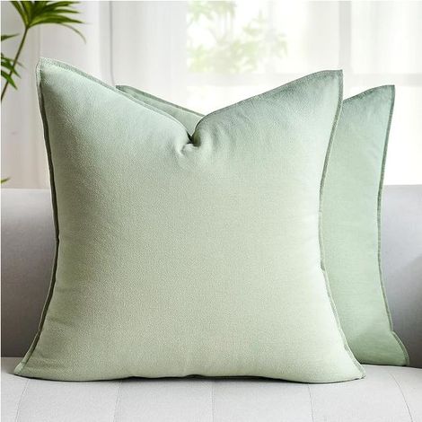 Green Cushion Cover 40 x 40 cm Pillow Cases for Bedroom, Living Room, Home, Spring, Summer, Sofa, Bed, Garden, Square Cotton and Linen, Boheme (1/5)