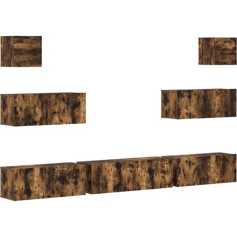 Maison Exclusive - 7-tlg. TV-Schrank-Set Räuchereiche Holzwerksto (1/5)