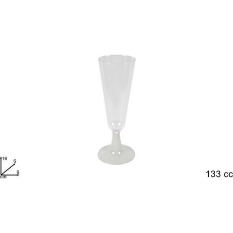 Set 6 Bicchieri Calici Flute in Plastica Monouso Bianco Box Vetrina (1/2)
