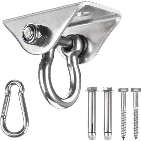 Drehbarer Deckenhaken – Edelstahl SUS304 – Maximale Traglast 450 kg – Für Hängematten, Stühle, Taschen, Yogataschen – 1 Stück (1/5)