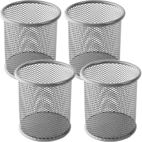 Packungen Drahtgeflecht Stifthalter Metall Stiftbecher Schreibtisch Stift Organizer Etui Bleistiftdose Schwarz für Büro Zuhause (Silber)