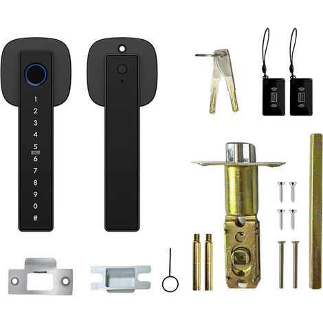Serrure de poignée de porte intelligente, clavier d'entrée sans clé à empreintes digitales, sécurité biométrique, 6 méthodes de déverrouillage, installation facile pour chambre à coucher, appartement, (1/5)