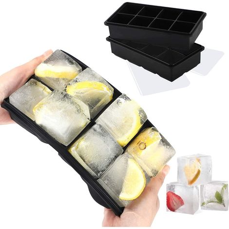 XXL Eiswürfelform 2er Pack mit Deckel, BPA-frei, 16 große Eiswürfel (5cm) (1/5)
