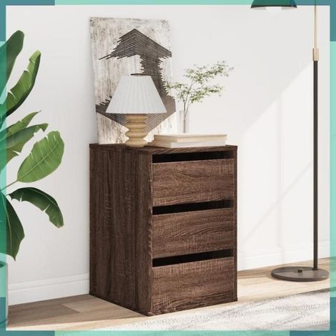 852840 Commode d'angle chêne marron 40x41x58 cm bois d'ingénierie (1/5)