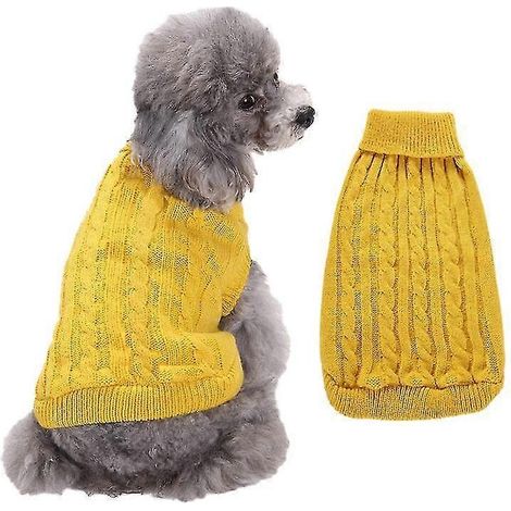 Ropa de invierno para perros y gatos, ropa de punto para mascotas, para gatos, perros pequeños y medianos, chihuahua, suéter para cachorros Hiromi, suéter para perros Pure amarillo (1/5)
