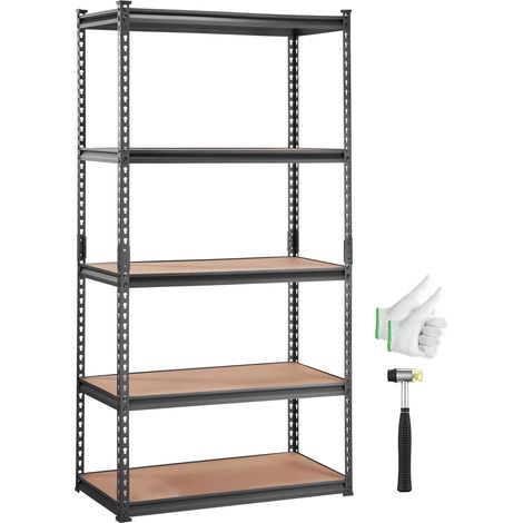 VEVOR Estantería de Almacenamiento Ajustable de 5 Niveles Estantería Metálica de Alta Resistencia Carga de 907,2kg 90x45x182,88 cm Estantería de Almacenamiento para Cocina Taller Sótano Baño Lavadero