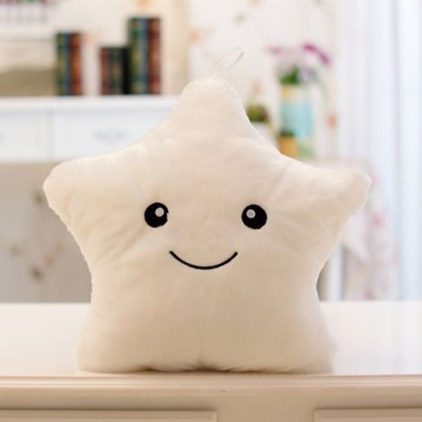 MINKUROW Cuscino In Peluche Con Stella A Cinque Punte Colorato E Luminoso (Bianco) (1/3)