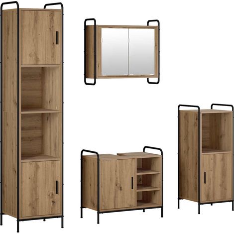 Juego de Muebles de Baño 4 uds. Roble artisan 40 x 36 x 181 cm vidaXL (1/5)