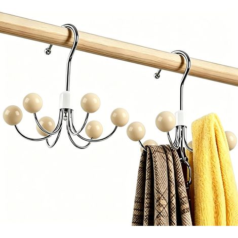 Lot de 2 cintres pivotants à 360°, organisateur de placard pour soutiens gorge, foulards, ceintures, sacs à main et accessoires (1/5)