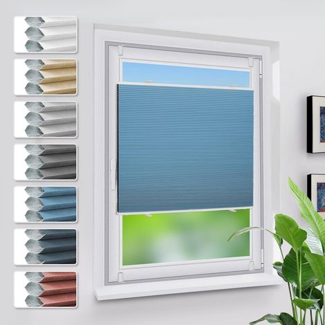 Verdunklungsplissee Klemmfix Weiß-himmelblau B50 x H110 cm (1/5)