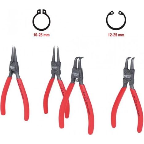 KS TOOLS alicates para anillos de seguridad 10-25 mm 4 pzs. - 119.2050