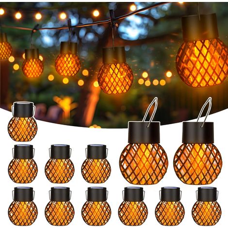 Paquet de 12 lampes solaires solaires, lampes imperméables suspendues de décoration de noël, lampes solaires extérieures pour clôture de jardin (1/5)