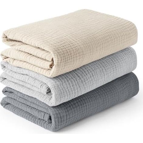 Couverture d'emmaillotage pour bébé, grande couverture d'emmaillotage 100 x 100 cm, ultra-douce et absorbante pour la peau, couverture en mousseline pour bébés (filles et garçons), lot de 3 (1/5)