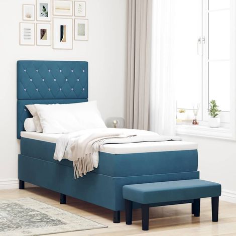 Boxspringbett mit Kissen Dunkelblau 200 x 80 cm Samt (1/5)