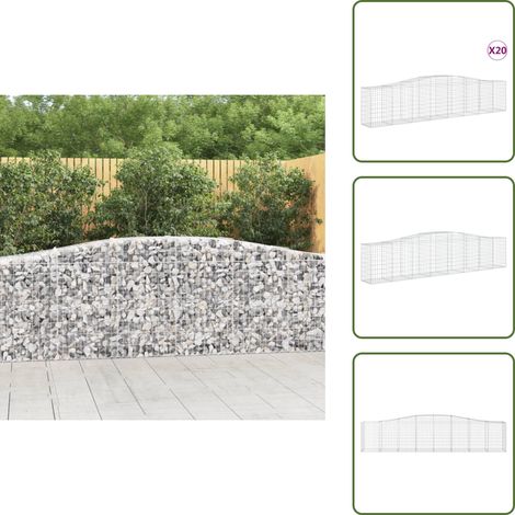 Paniers à gabions arqués 20 pcs 400x50x80/100 cm Fer galvanisé - Panier Gabion - Gabion - Mur Gabion - Clôture Jardin - Décoration Jardin (1/5)