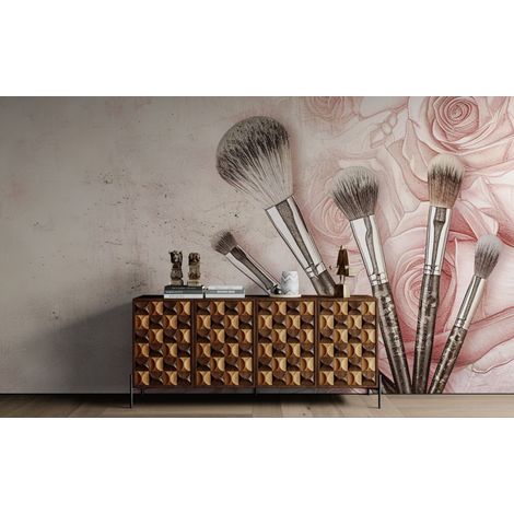 Papier peint beauté – Pinceaux et roses - 150 x 250 cm (1/2)
