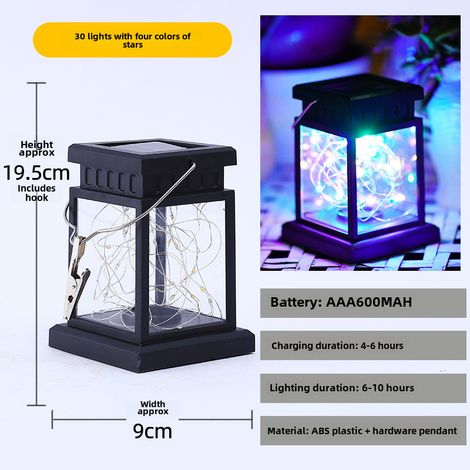 Lanterne solaire transfrontalière, petite lanterne de palais, petite lanterne à vent LED, lampe de jardin, veilleuse, lustre étanche, lanterne à bougie simulée (quatre couleurs, 30 lampes) (1/5)