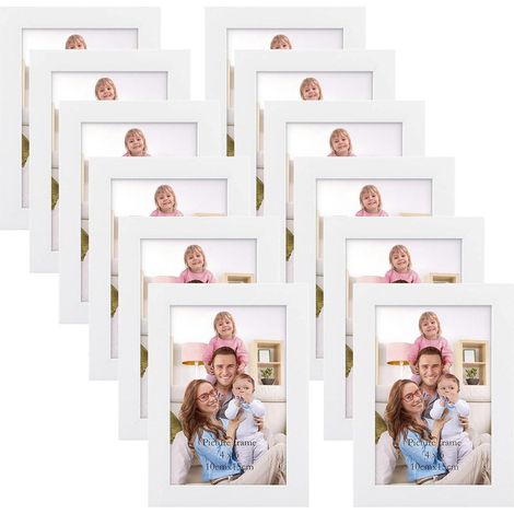 Bilderrahmen Set 12 Stück 10x15 cm Weiß für Wand & Tisch (1/5)