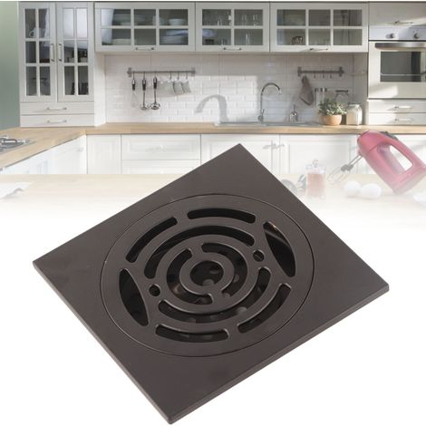 Rejilla de desagüe de cobre de paredes gruesas en color negro, que inhibe los olores y evita obstrucciones, para cocina, baño y balcón. (1/5)
