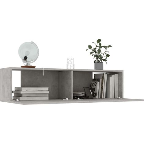 Meuble TV suspendu Gris béton 120x30x30 (1/5)