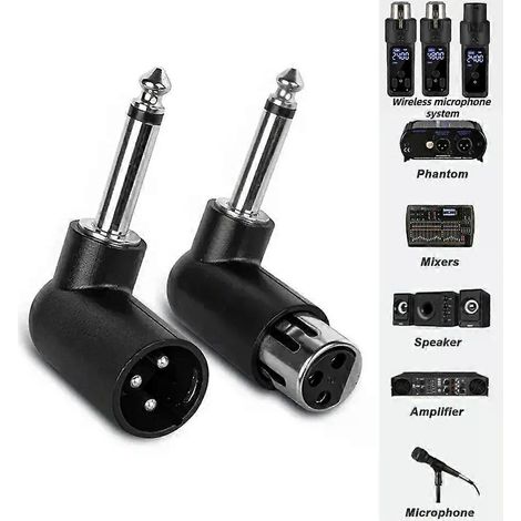 Adaptateur XLR mâle vers jack 6,35 mm (1/4 pouce) femelle - Interface audio symétrique 3 broches, compatible avec microphones, haut-parleurs et interfaces audio - JXLGV (1/4)
