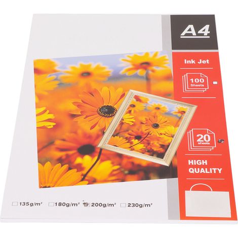 20 feuilles de papier photo mat résistant A4 (8,3 x 11,7 pouces), surface brillante, imperméable, haute luminosité, pour imprimante photo.