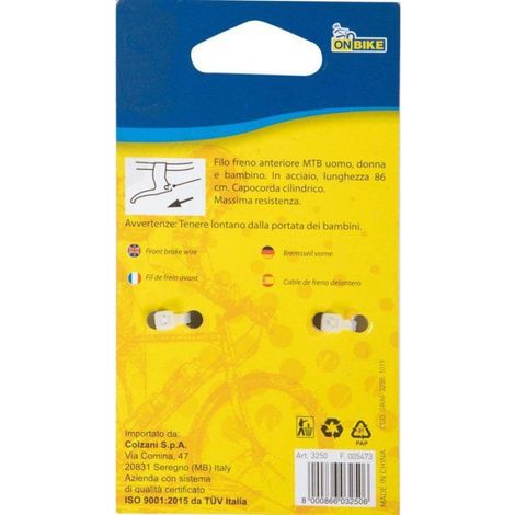 Frein - Materiel De Freinage - Patin De Frein On Bike Câble de Frein Avant Vtt 86 Cm (1/3)