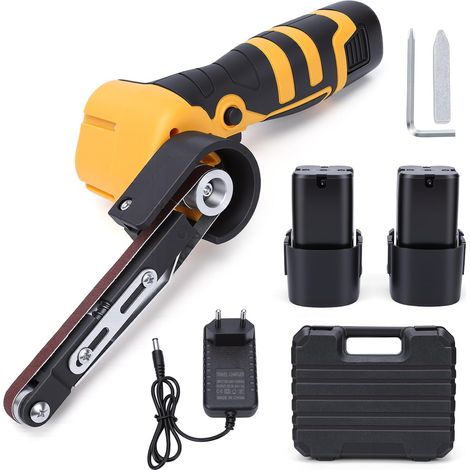 Ponceuse à bande pour bois lime à bande sans fil 5810 tr min moteur puissant 2 batteries 1,5 Ah bande 60 grains with 2 batteries 1,5 Ah for métal bois affûtage (1/5)